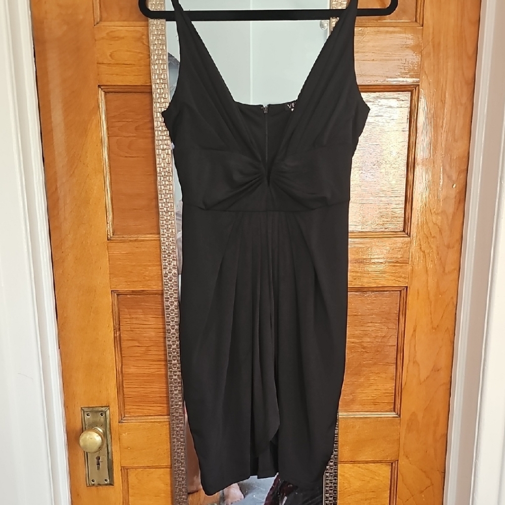 VENUS Black Sheath Midi Dress V-Neck Sleeveless